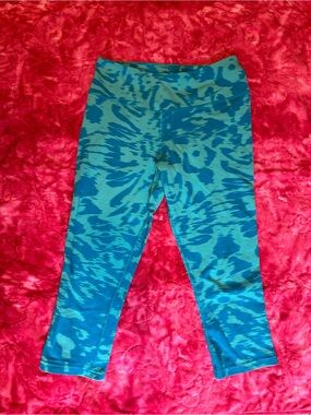 Nike Teal and Blue Patterned Girls' Active Leggings